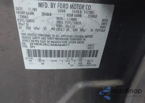 2010 Ford Edge Limited из США, поврежденный, VIN 2FMDK3KC3ABA64677